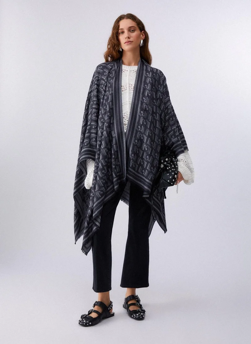 ليو جو Poncho with jacquard logo